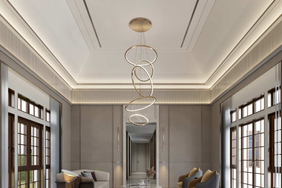 Coffered Ceiling with Surface Accent Walls
