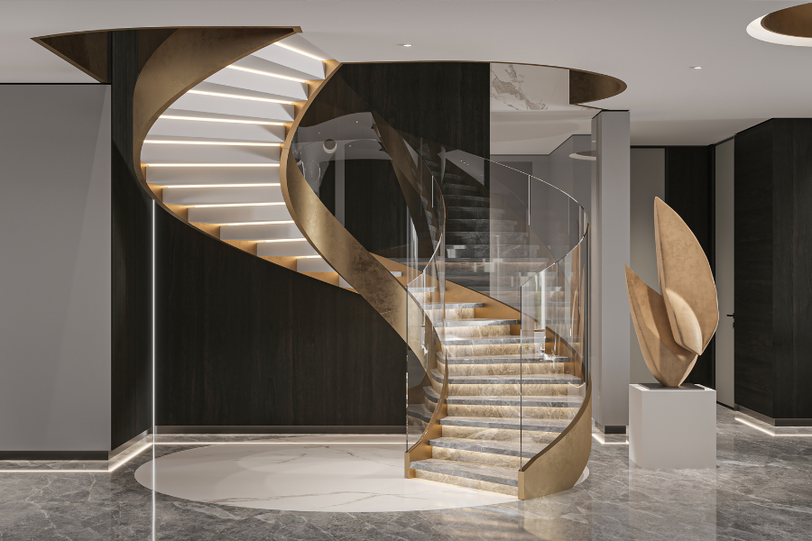 Spiral Glass Staircase – Luxurious Statement